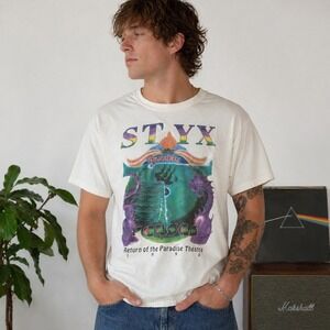 Vintage 1996 Styx Kansas Tour T Shirt Return Paradise Theatre White Men's L Tee